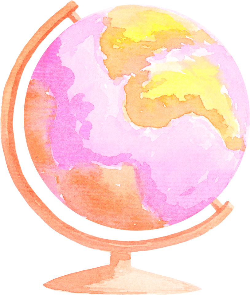 Pink Globe Watercolor